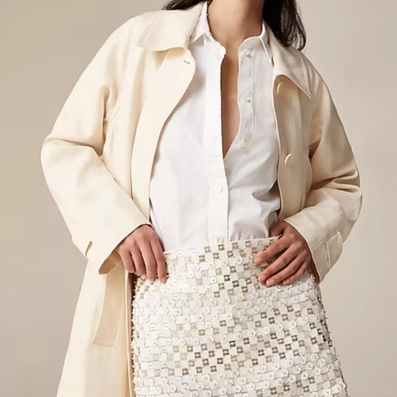J.Crew Gold and White Sequin & Floral Skirt